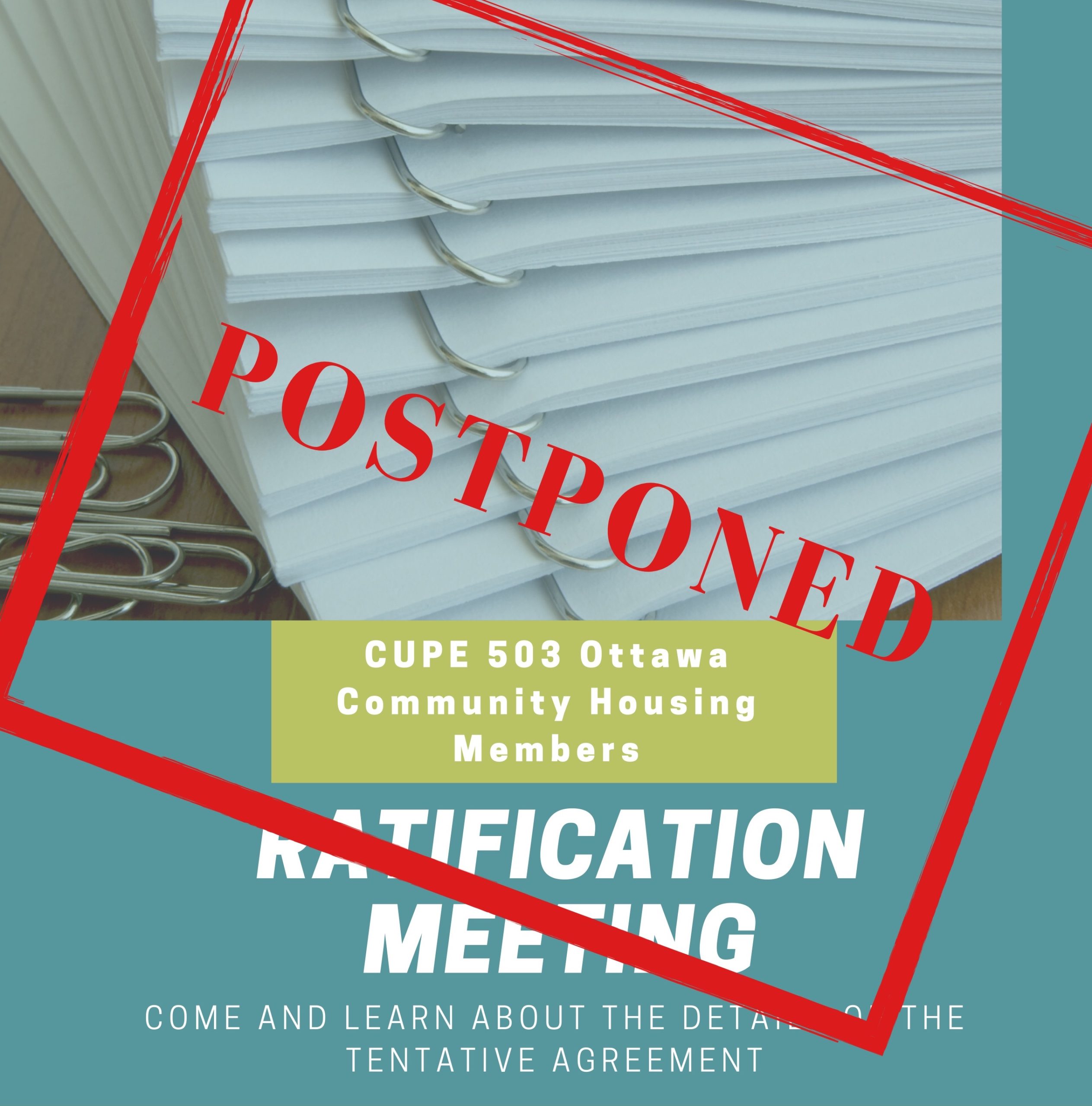 Postponed Ottawa Community Housing Drop-in & Ratification